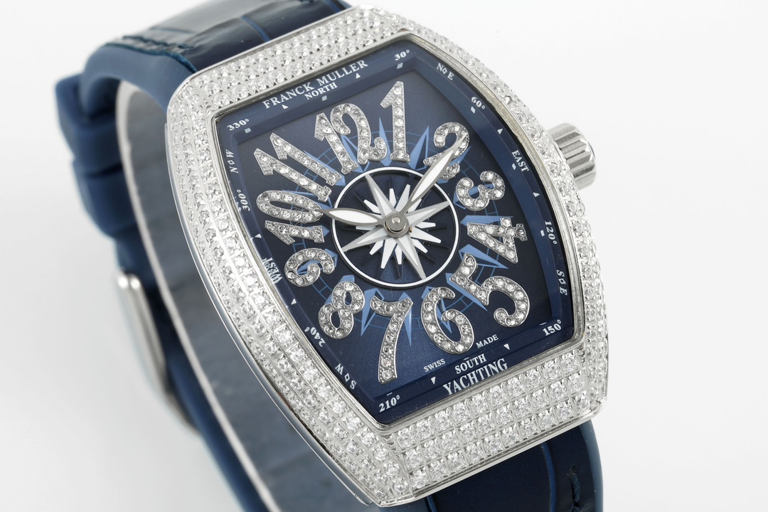 [TOP] Franck Muller V32 Square Diamond Women's Watch 32mm-Dark Blue