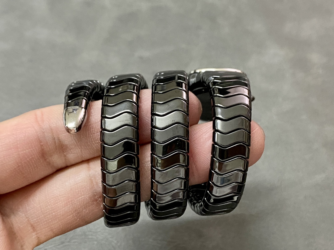 [Top] BVLGARI Serpenti Spiga 35 Watch- Black