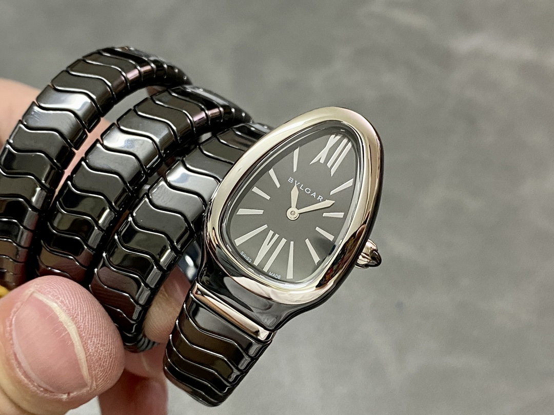 [Top] BVLGARI Serpenti Spiga 35 Watch- Black