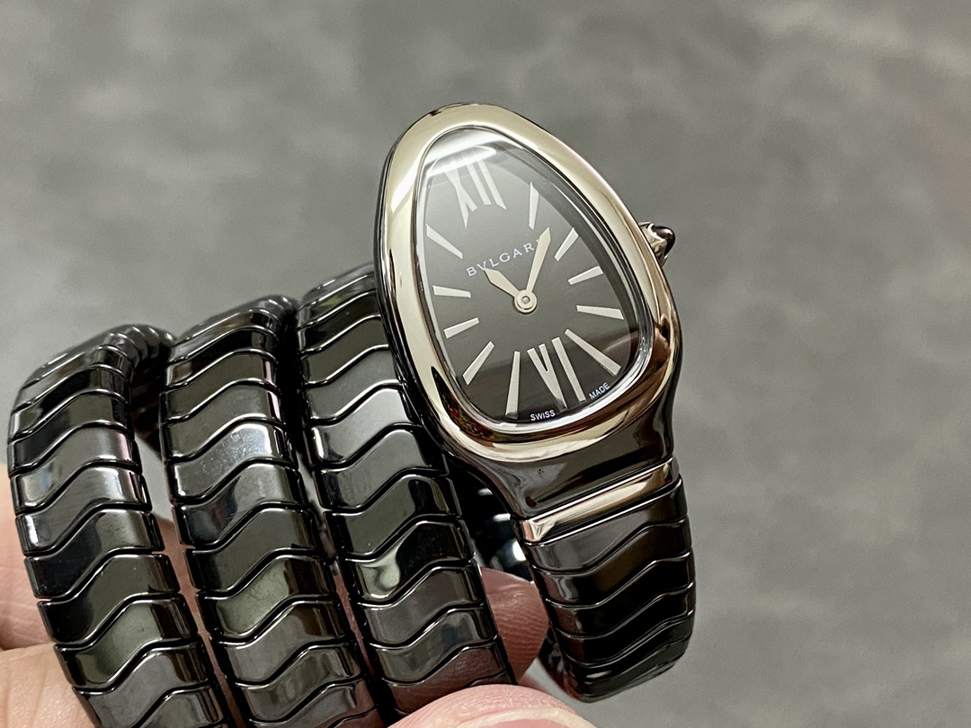 [Top] BVLGARI Serpenti Spiga 35 Watch- Black