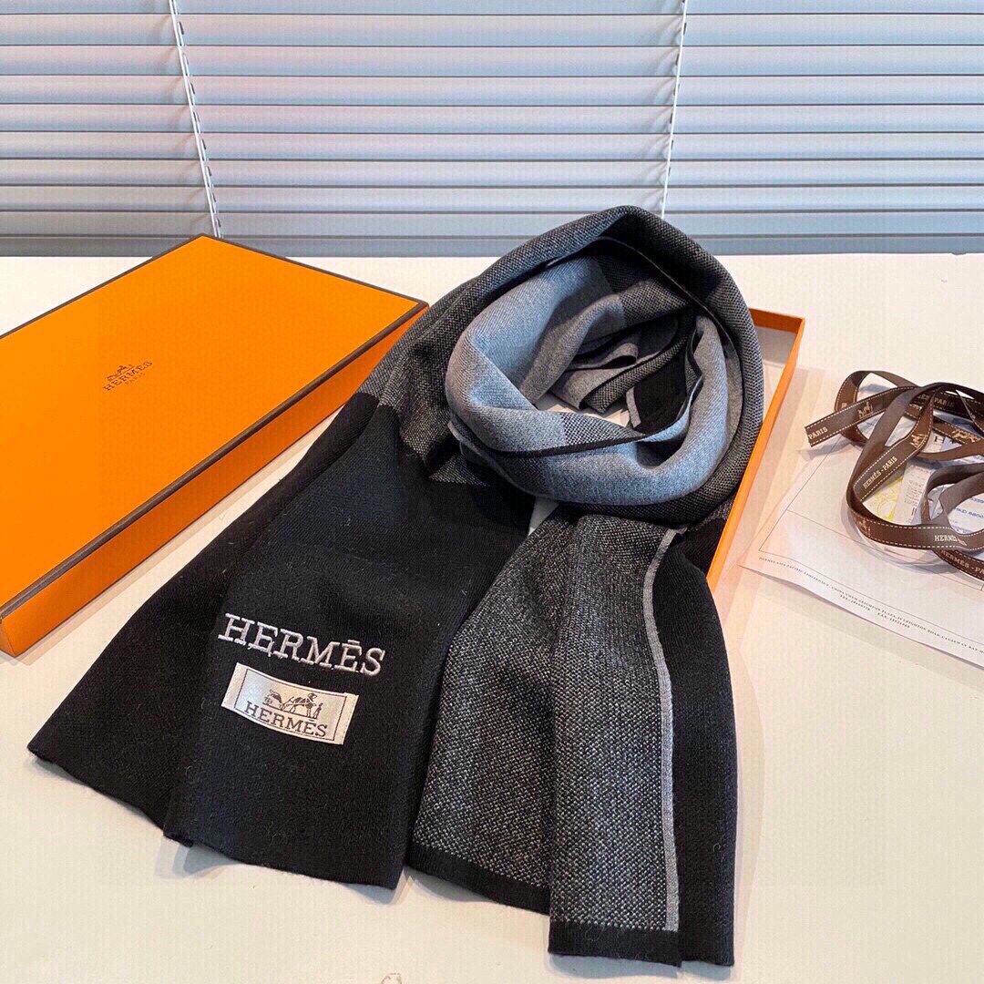 [TOP] HERMES Cashmere Scarf 35 x 190 cm - 2 Colors