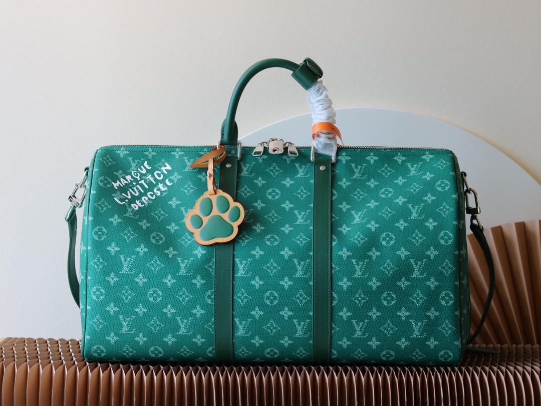 [TOP] Louis Vuitton LV 2025 Early Spring Keepall 50 Travel Bag 50 X 29 X 23 cm-Green