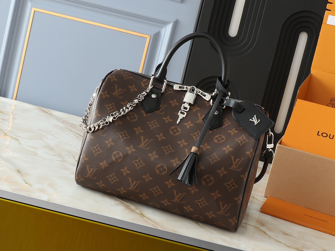 [TOP] Louis Vuitton LV Speedy Soft 30 Boho  Bag 30 x 21 x 17cm - Black