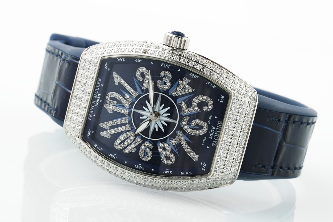 [TOP] Franck Muller V32 Square Diamond Women's Watch 32mm-Dark Blue