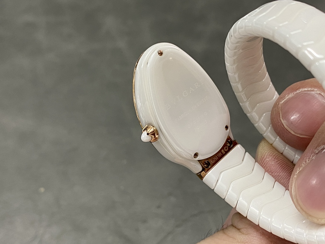 [Top] BVLGARI Serpenti Spiga 35 Watch with Diamond - White