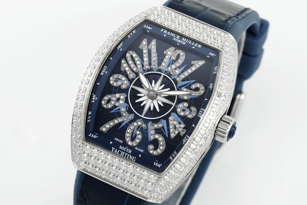 [TOP] Franck Muller V32 Square Diamond Women's Watch 32mm-Dark Blue