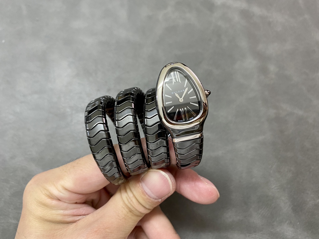[Top] BVLGARI Serpenti Spiga 35 Watch- Black