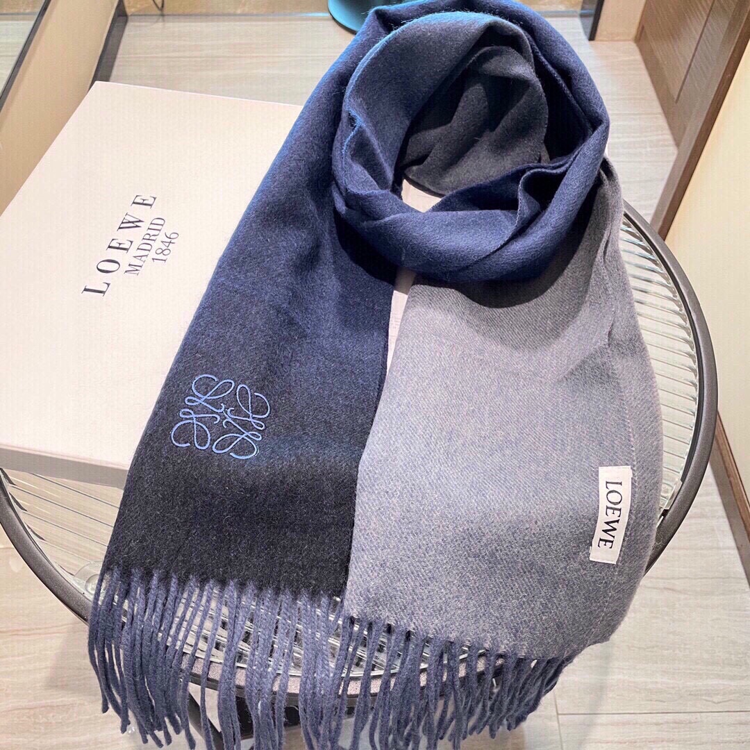 [TOP] LOEWE Wool Scarf 35x190cm - Blue