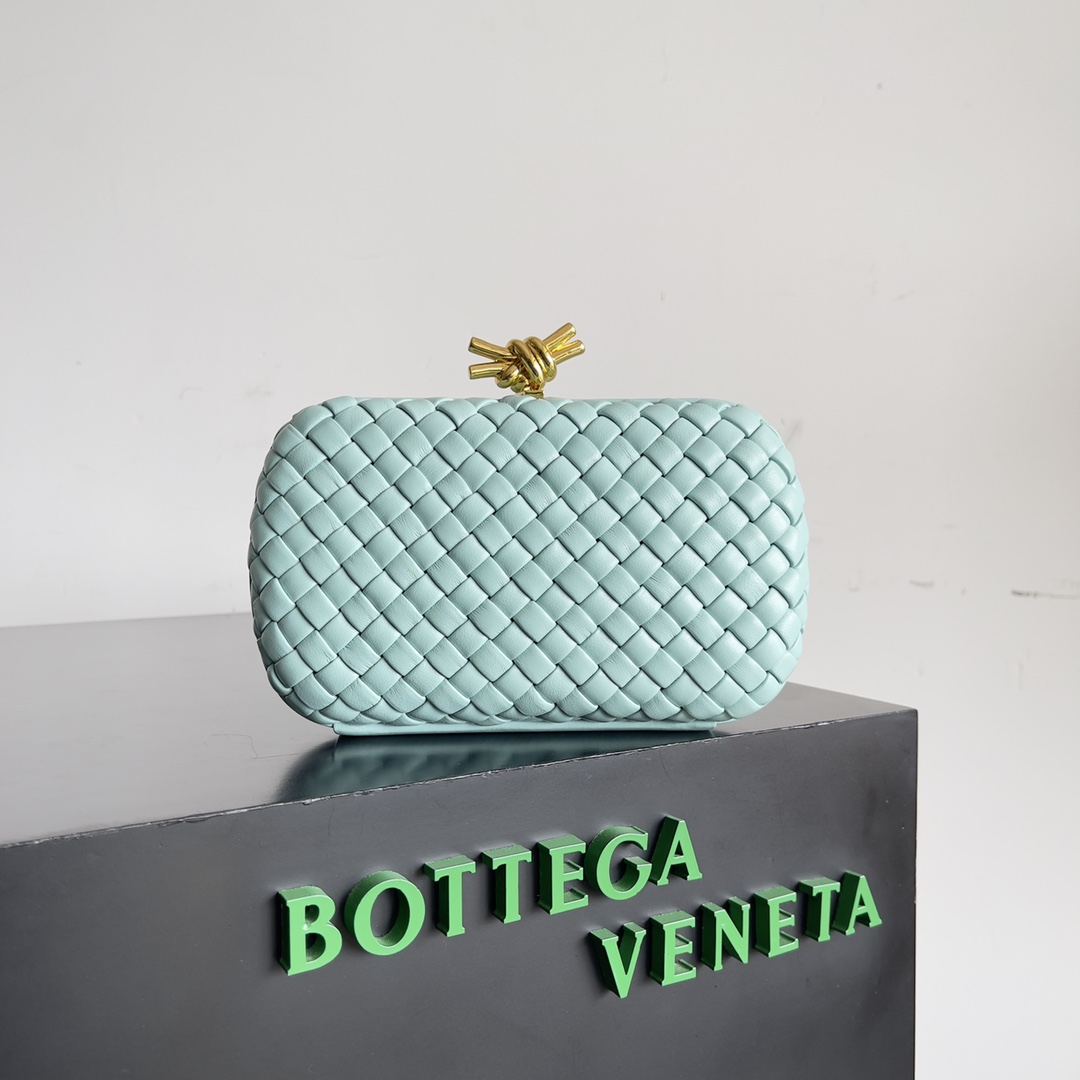 [TOP] Bottega Veneta BV Knot Weave Bag 20.5x6x12.5 cm - Mint Green