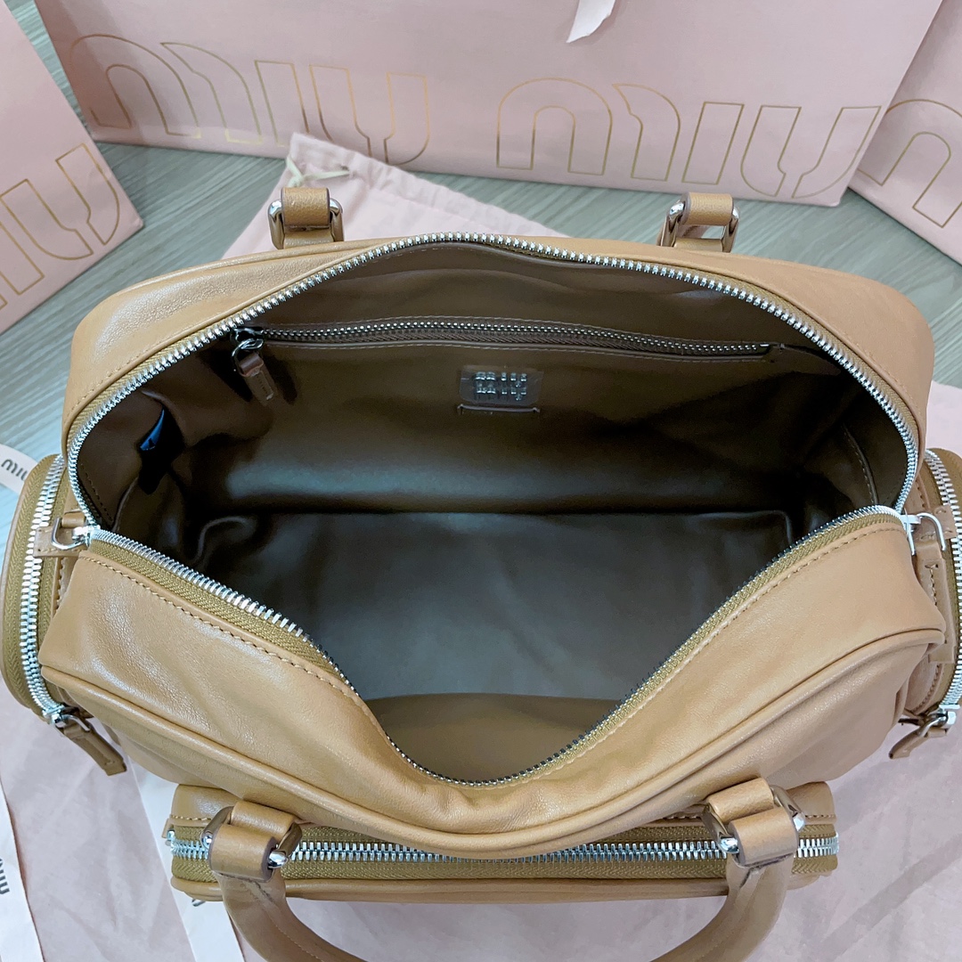 [TOP] Miu Miu Leather Shoulder 32x21x12.5cm Bag - Brown