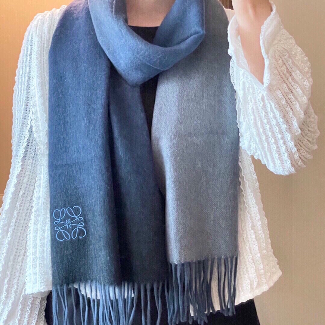 [TOP] LOEWE Wool Scarf 35x190cm - Blue