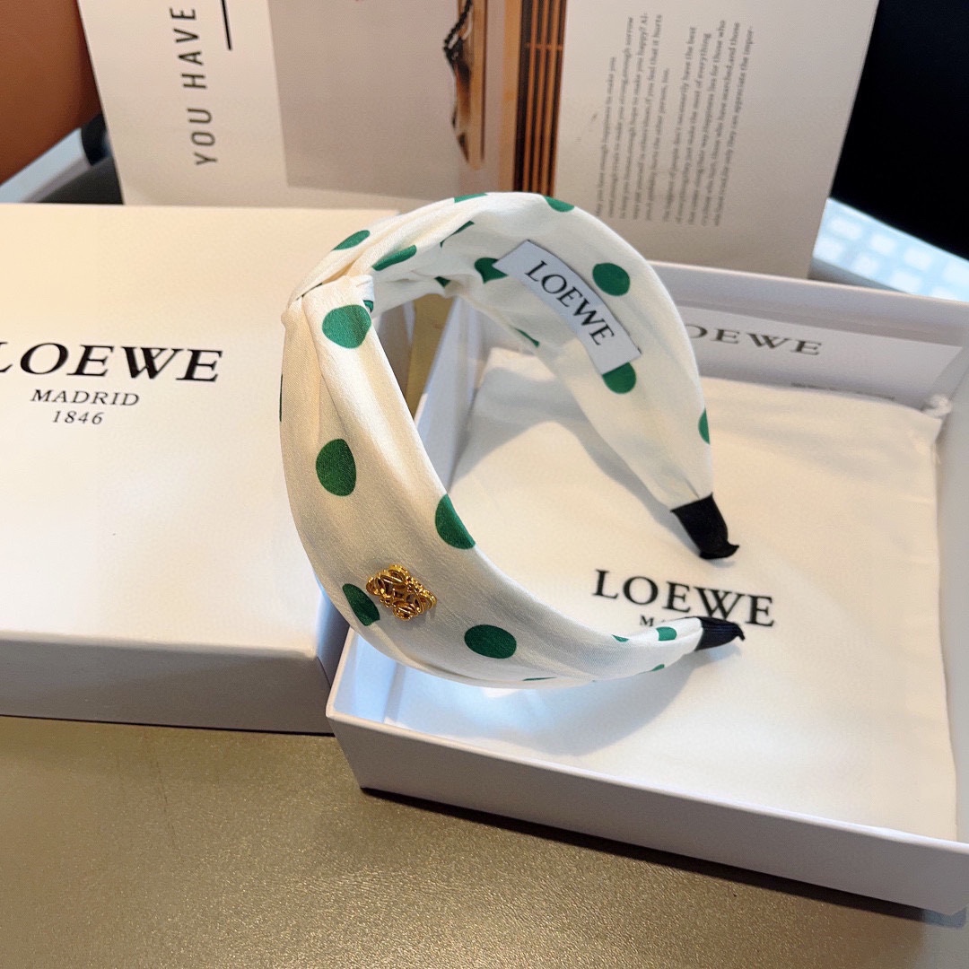 [TOP] LOEWE Polka Dot Headband - White