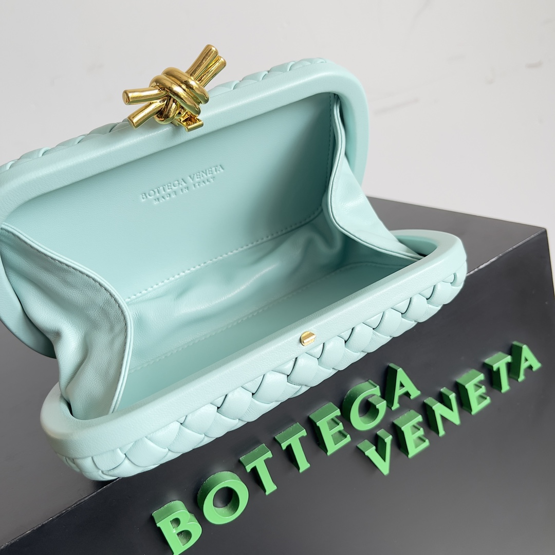 [TOP] Bottega Veneta BV Knot Weave Bag 20.5x6x12.5 cm - Mint Green