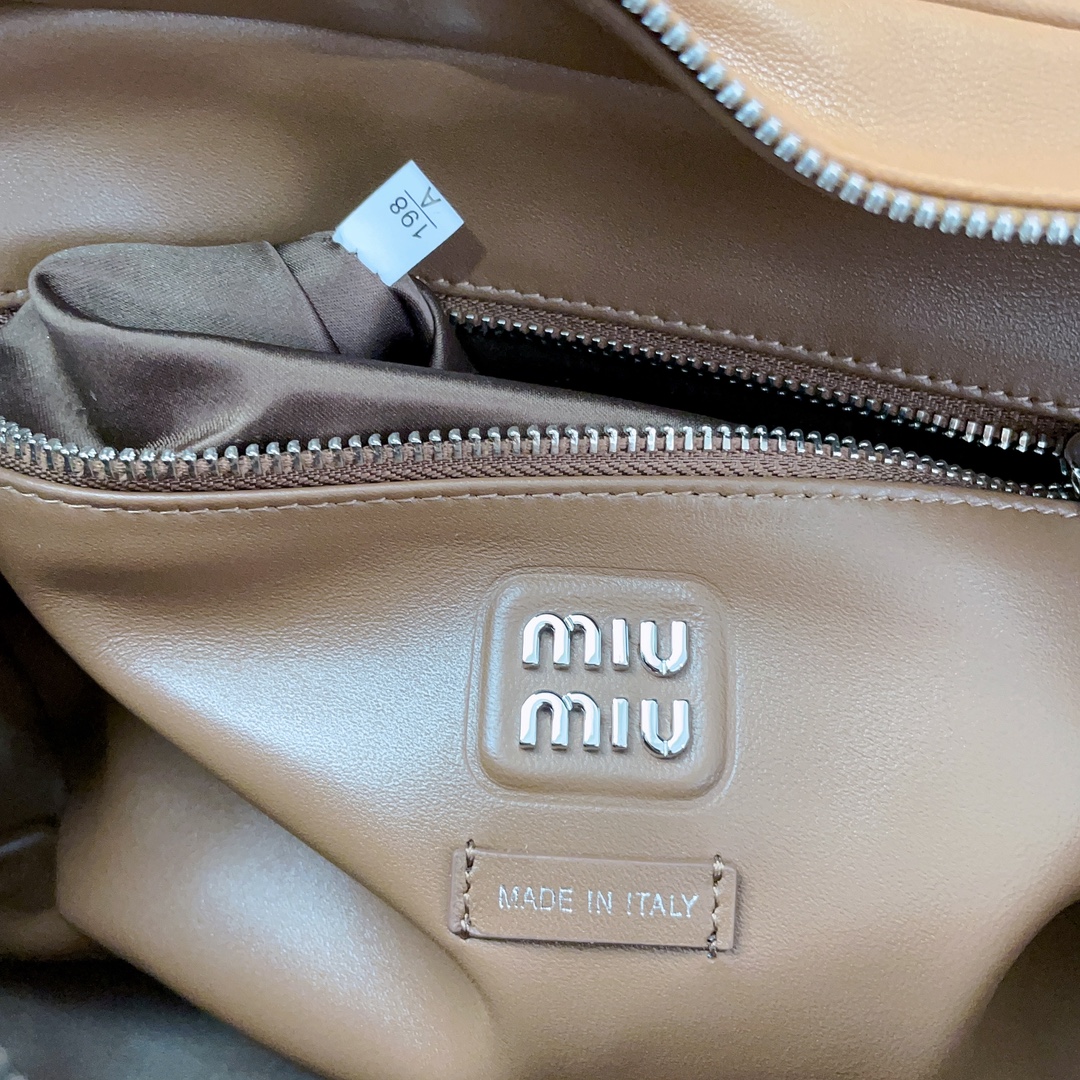 [TOP] Miu Miu Leather Shoulder 32x21x12.5cm Bag - Brown