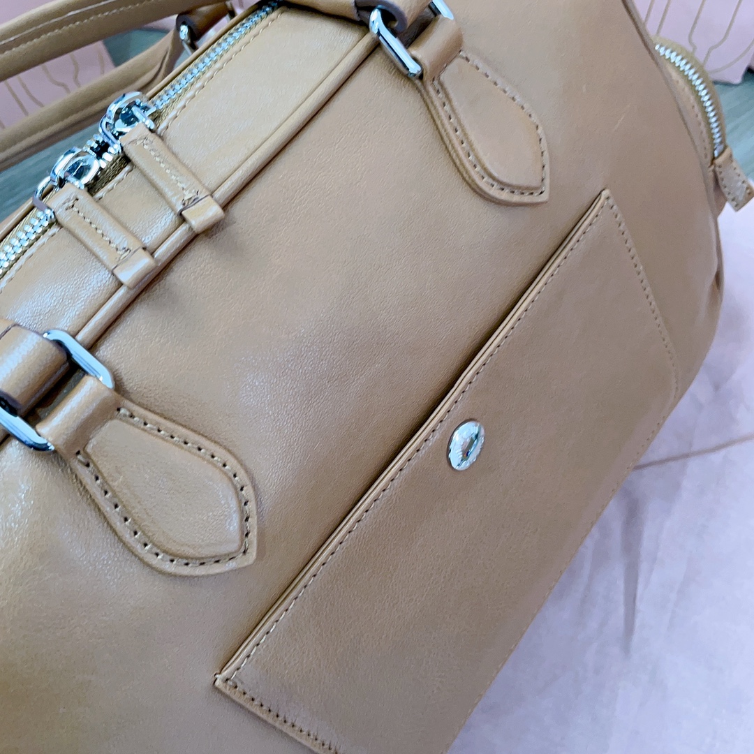 [TOP] Miu Miu Leather Shoulder 32x21x12.5cm Bag - Brown