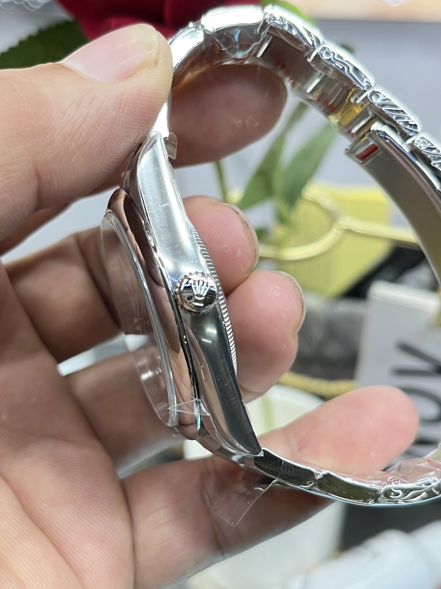 [TOP] ROLEX Oyster Perpetual W36mm Stainless Steel Turquise Blue/Celebration motif Dial Watch - Sliver