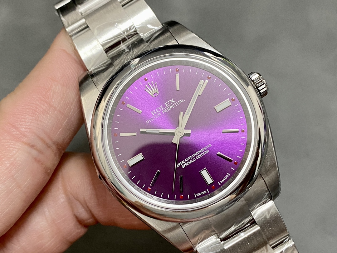 [TOP] ROLEX Oyster Perpetual Purple Dial Watch 39mm - Sliver