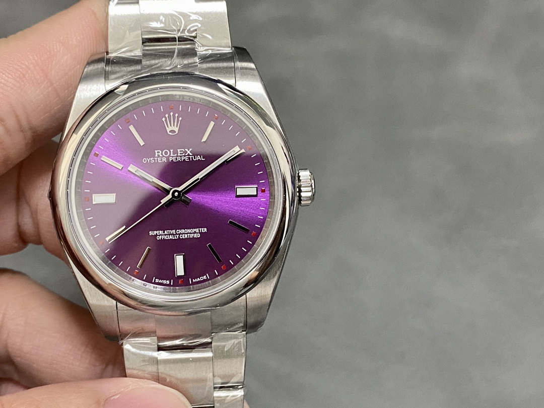 [TOP] ROLEX Oyster Perpetual Purple Dial Watch 39mm - Sliver