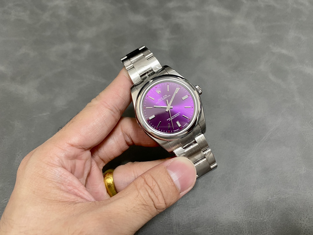 [TOP] ROLEX Oyster Perpetual Purple Dial Watch 39mm - Sliver