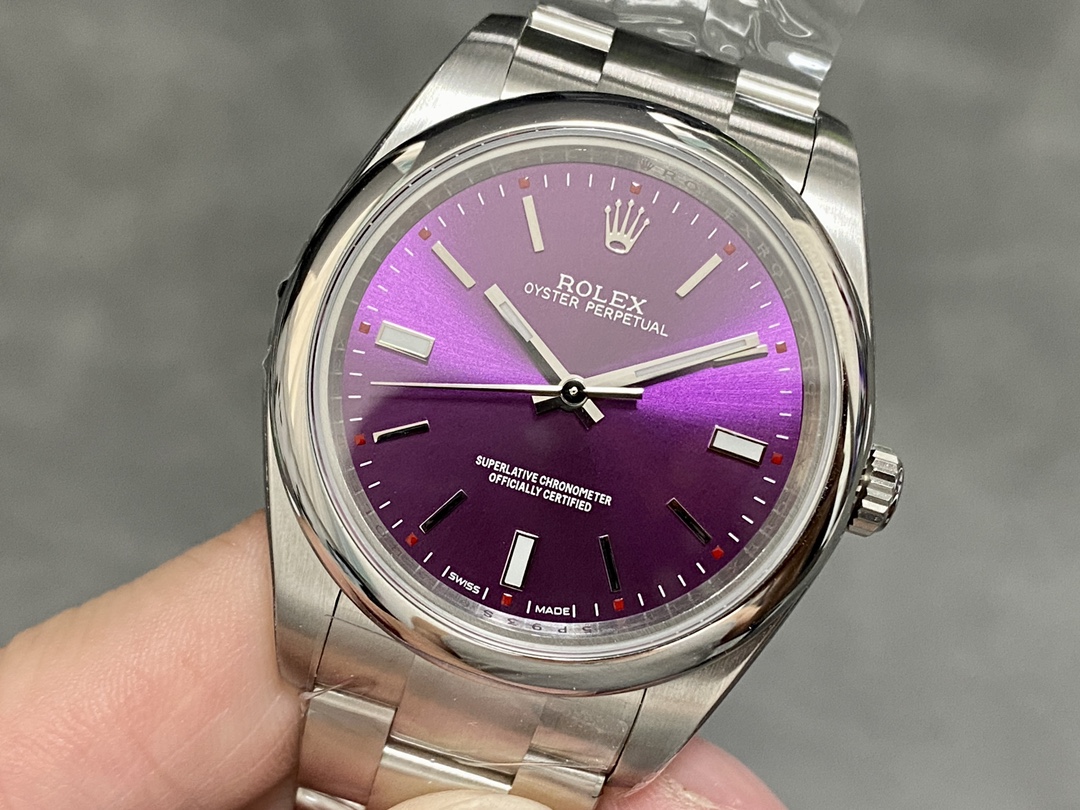 [TOP] ROLEX Oyster Perpetual Purple Dial Watch 39mm - Sliver