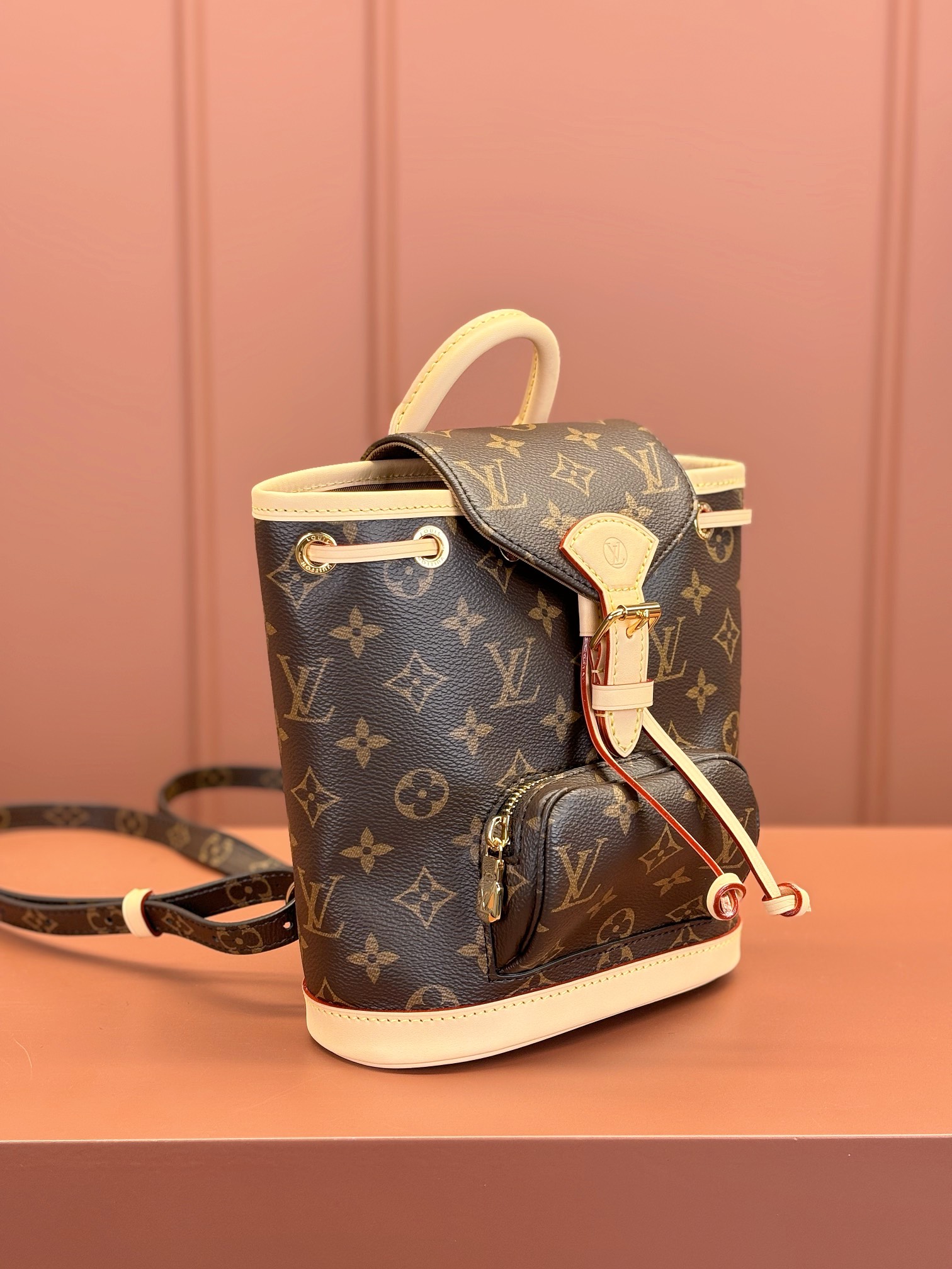 [TOP] Louis Vuitton LV Montsouris Backpack 28x30x18cm/24x25x12cm-Brown