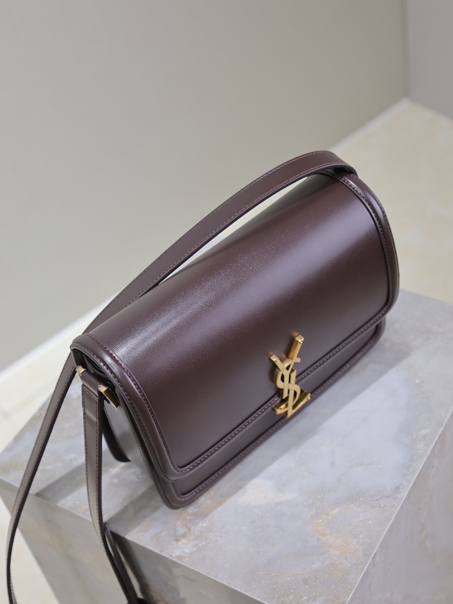 [TOP] Yves Saint Laurent YSL Cowhide Solferino Bag 23x16x6cm - Brown