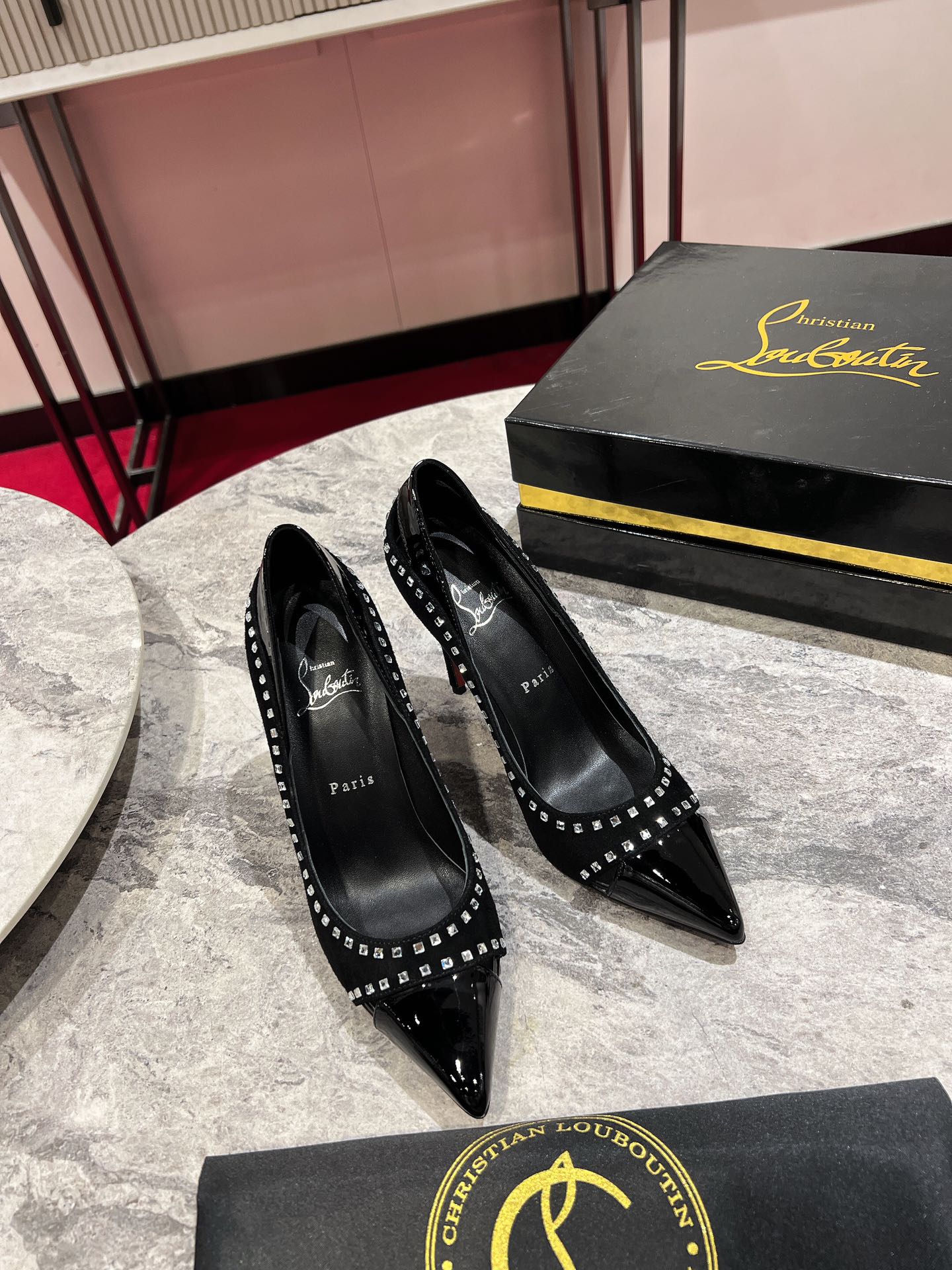 [TOP] Christian Louboutin Duvette Strass Pumps - Black