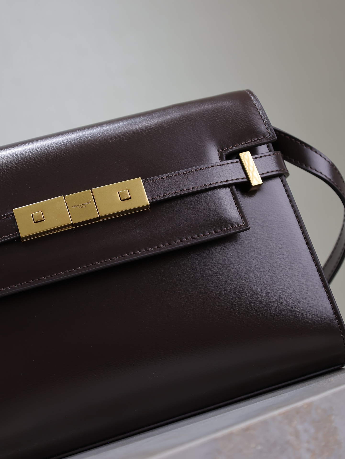 [TOP] Yves Saint Laurent YSL Manhattan Shoulder Bag  24x17.5x6cm - Brown&GHW