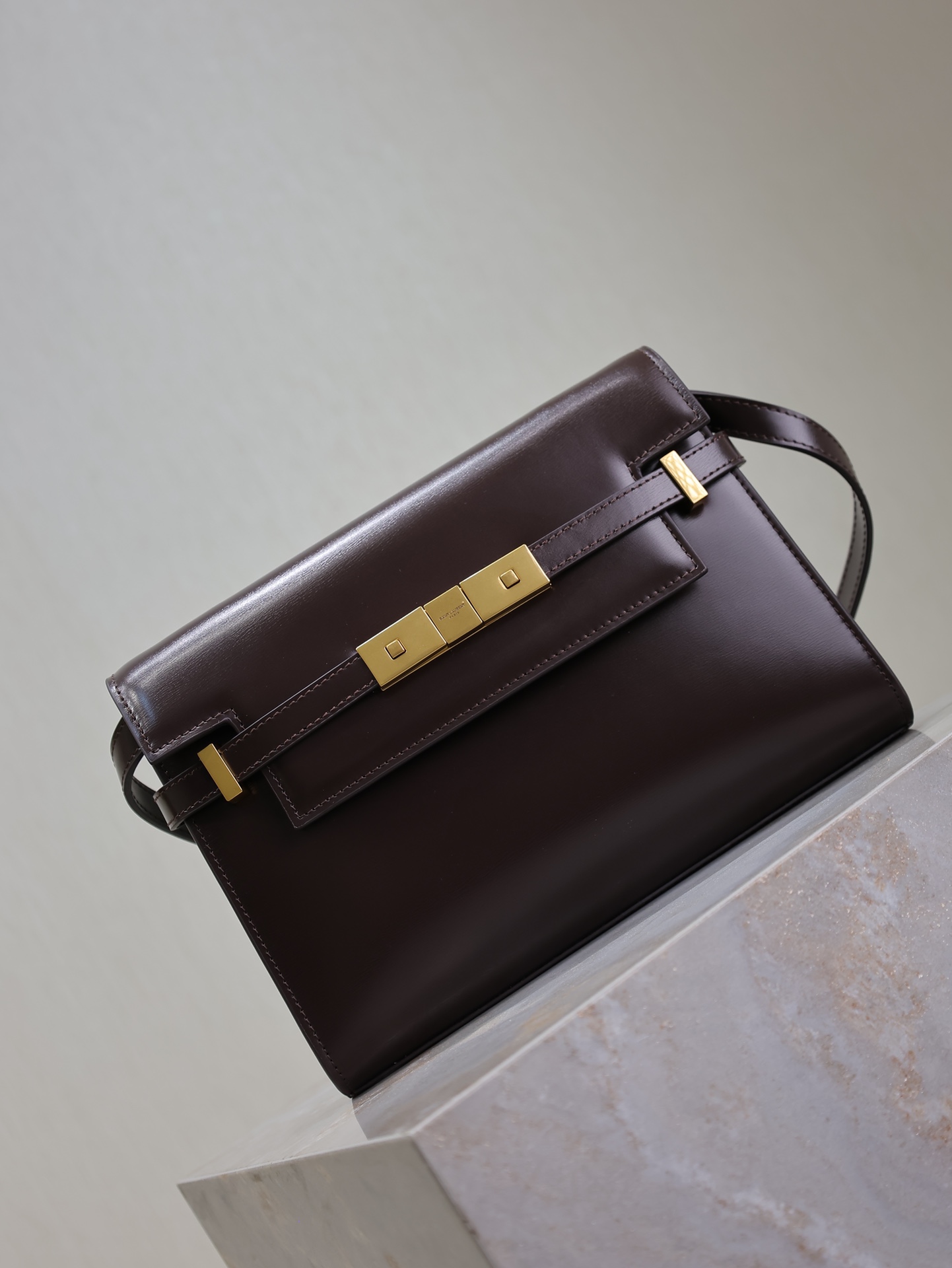 [TOP] Yves Saint Laurent YSL Manhattan Shoulder Bag  24x17.5x6cm - Brown&GHW