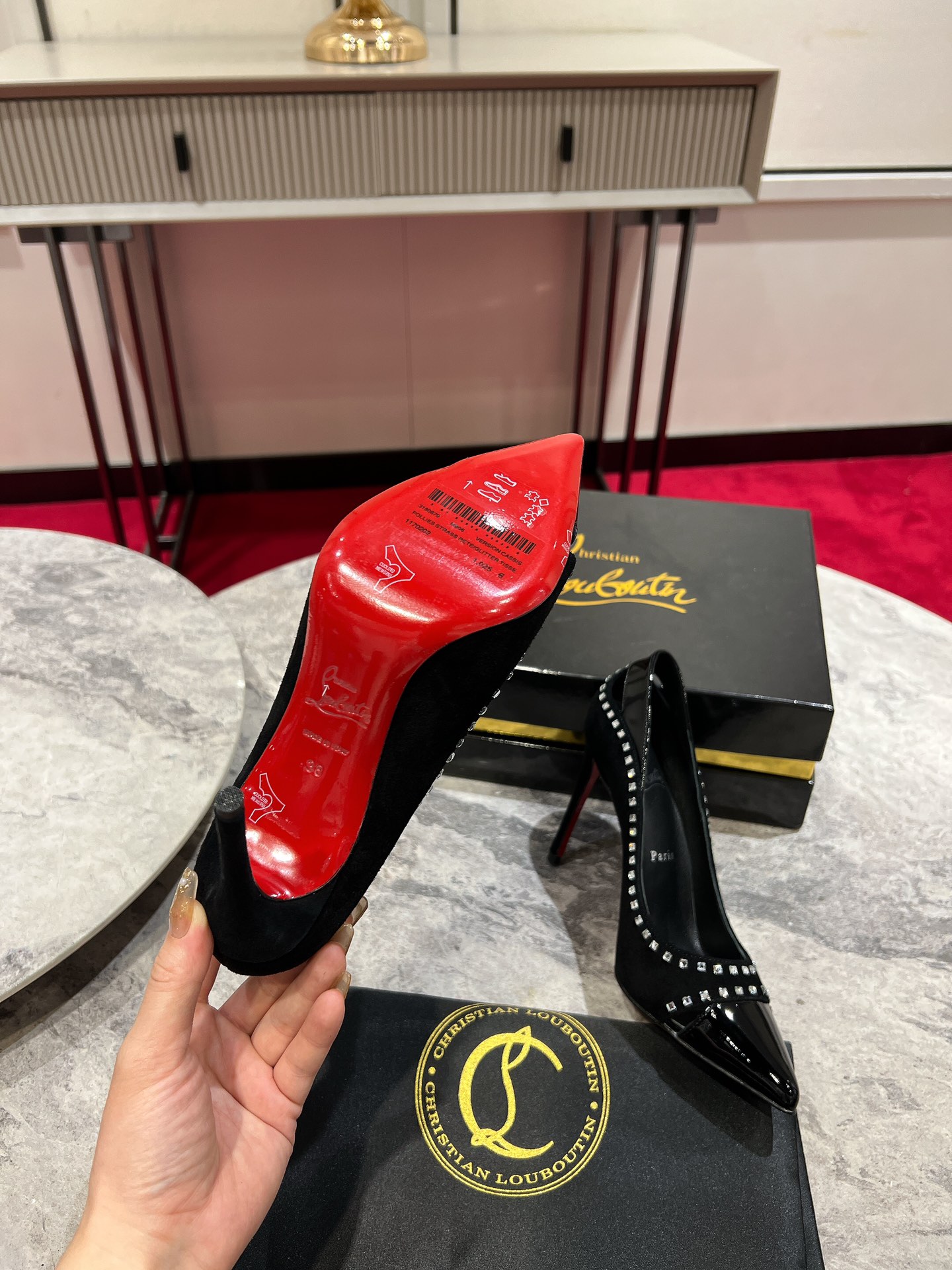 [TOP] Christian Louboutin Duvette Strass Pumps - Black