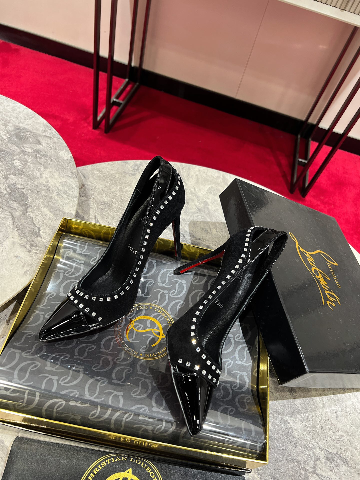 [TOP] Christian Louboutin Duvette Strass Pumps - Black
