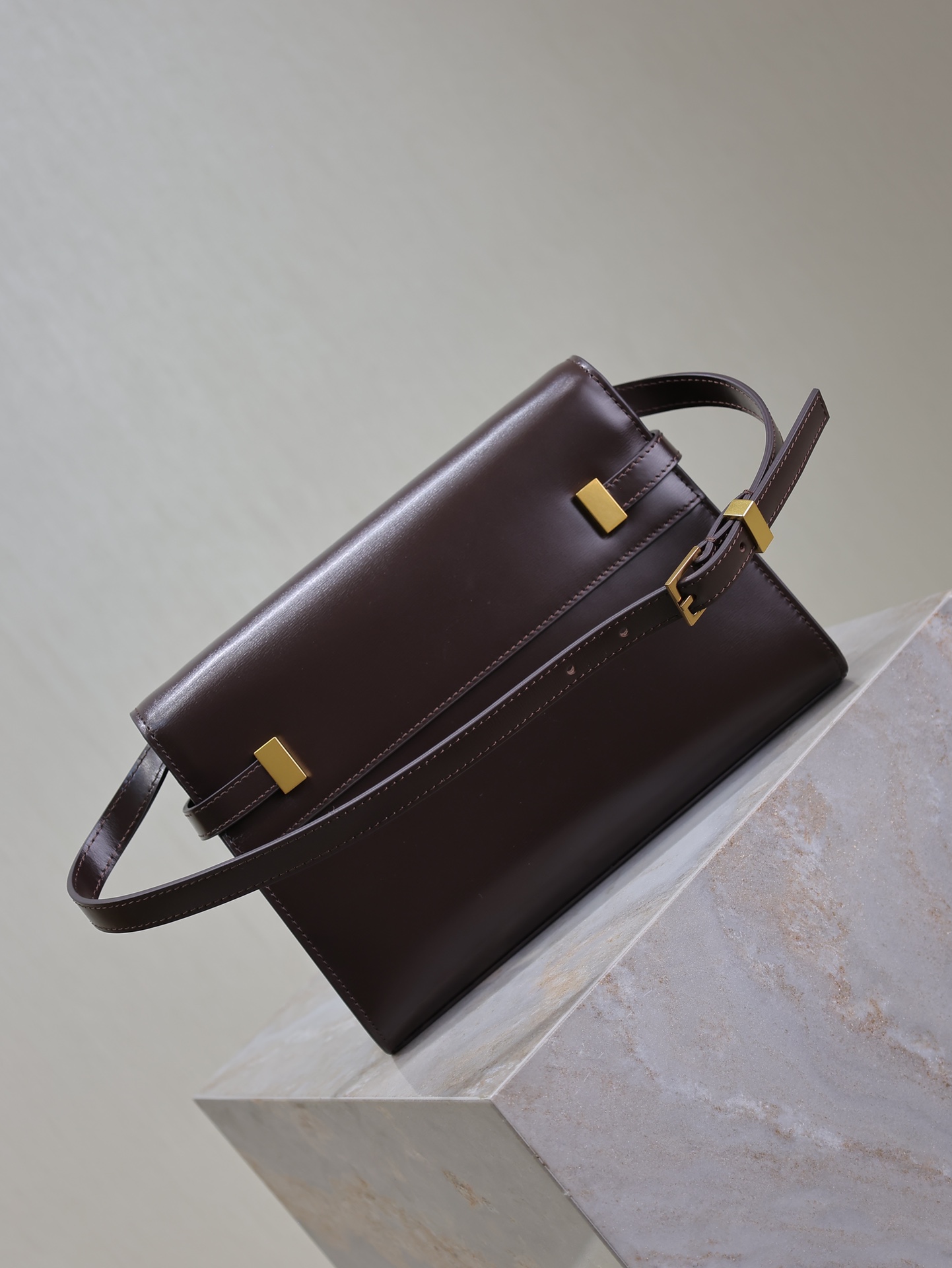 [TOP] Yves Saint Laurent YSL Manhattan Shoulder Bag  24x17.5x6cm - Brown&GHW