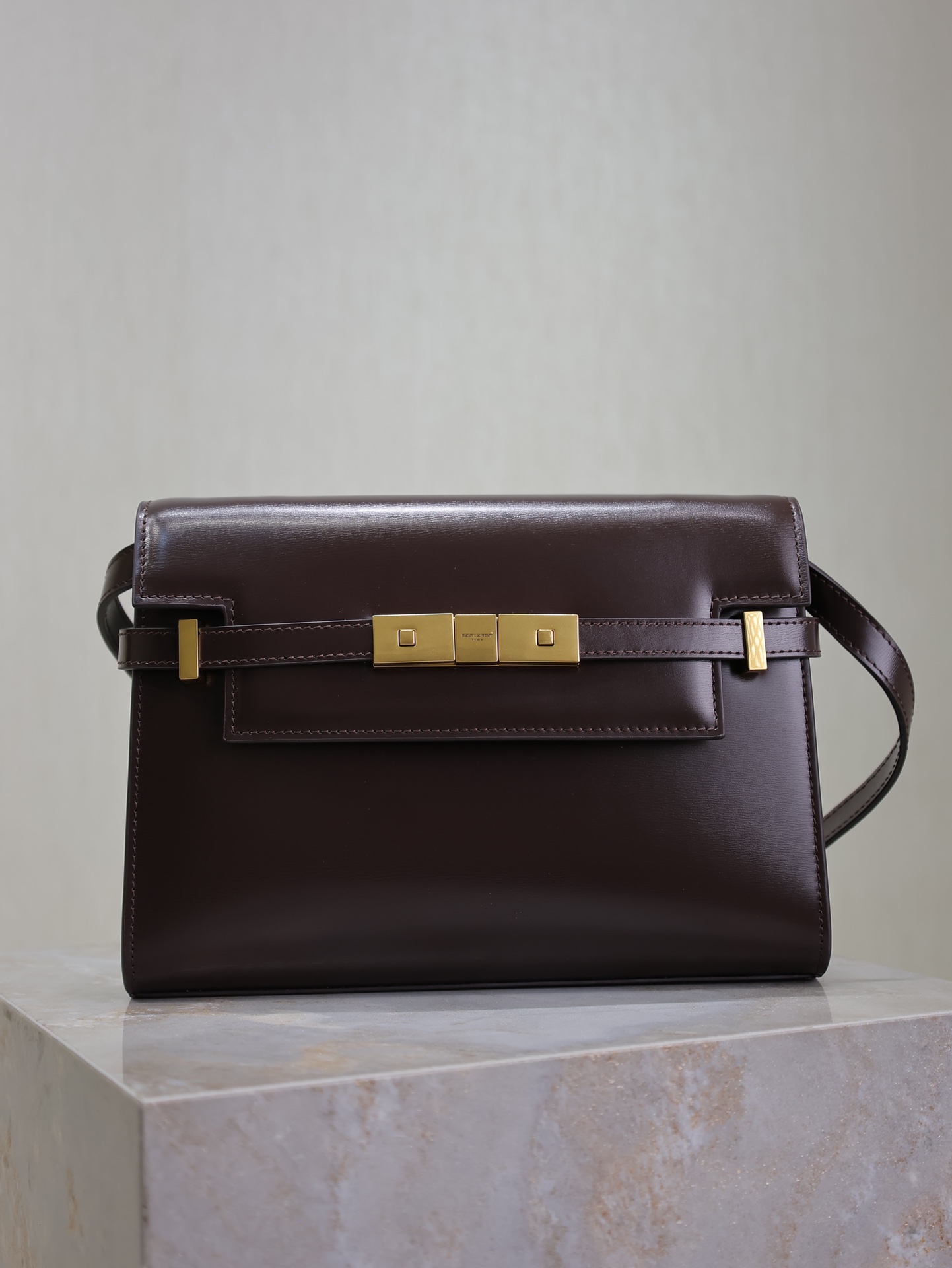 [TOP] Yves Saint Laurent YSL Manhattan Shoulder Bag  24x17.5x6cm - Brown&GHW