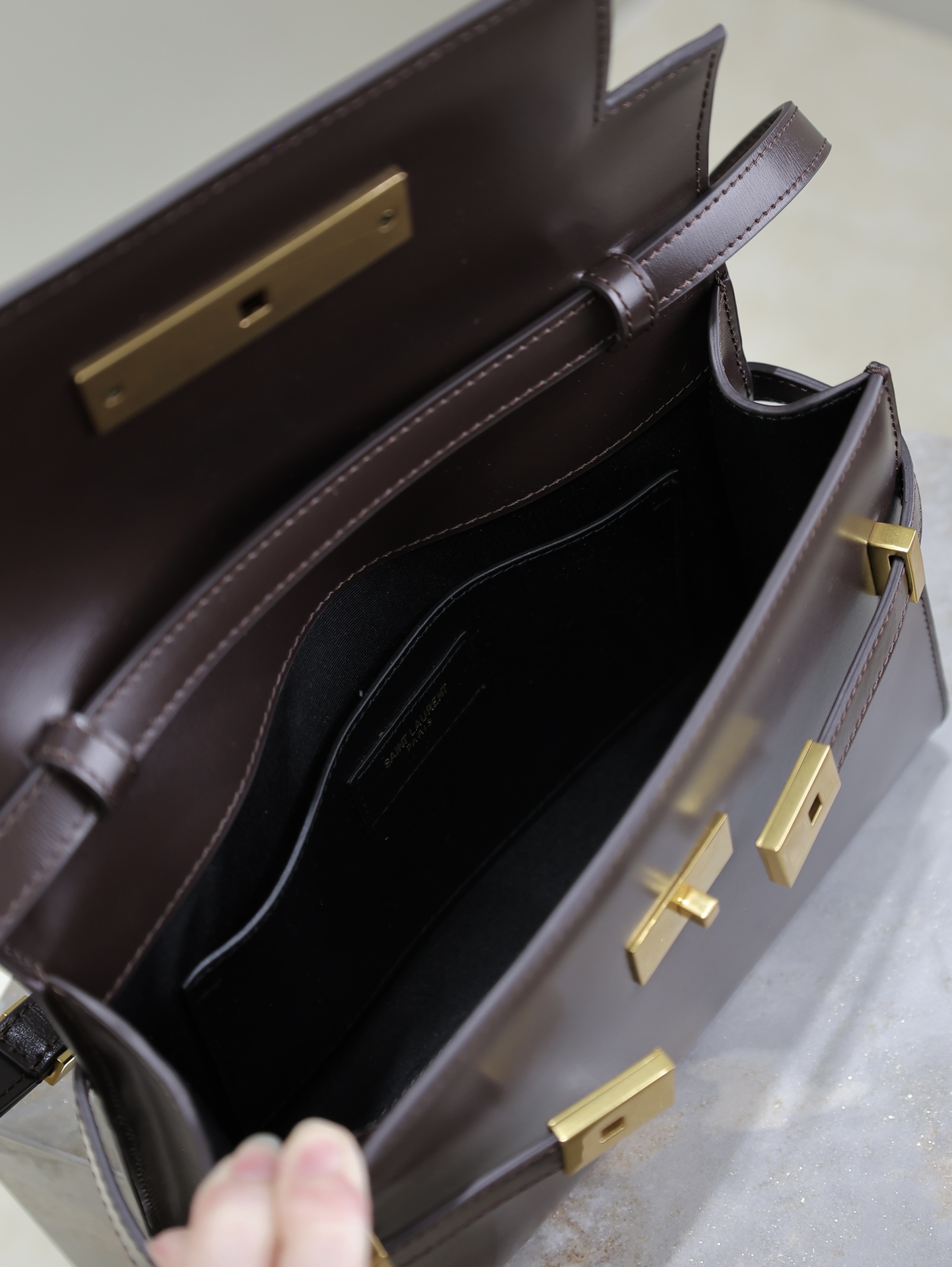 [TOP] Yves Saint Laurent YSL Manhattan Shoulder Bag  24x17.5x6cm - Brown&GHW