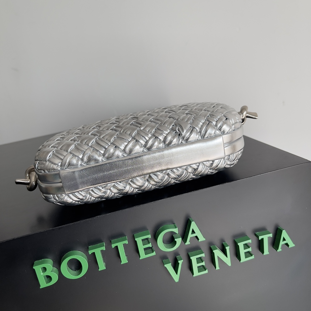 [TOP] Bottega Veneta BV Knotladies Evening Bag with Strap 20.5 cm - Silver