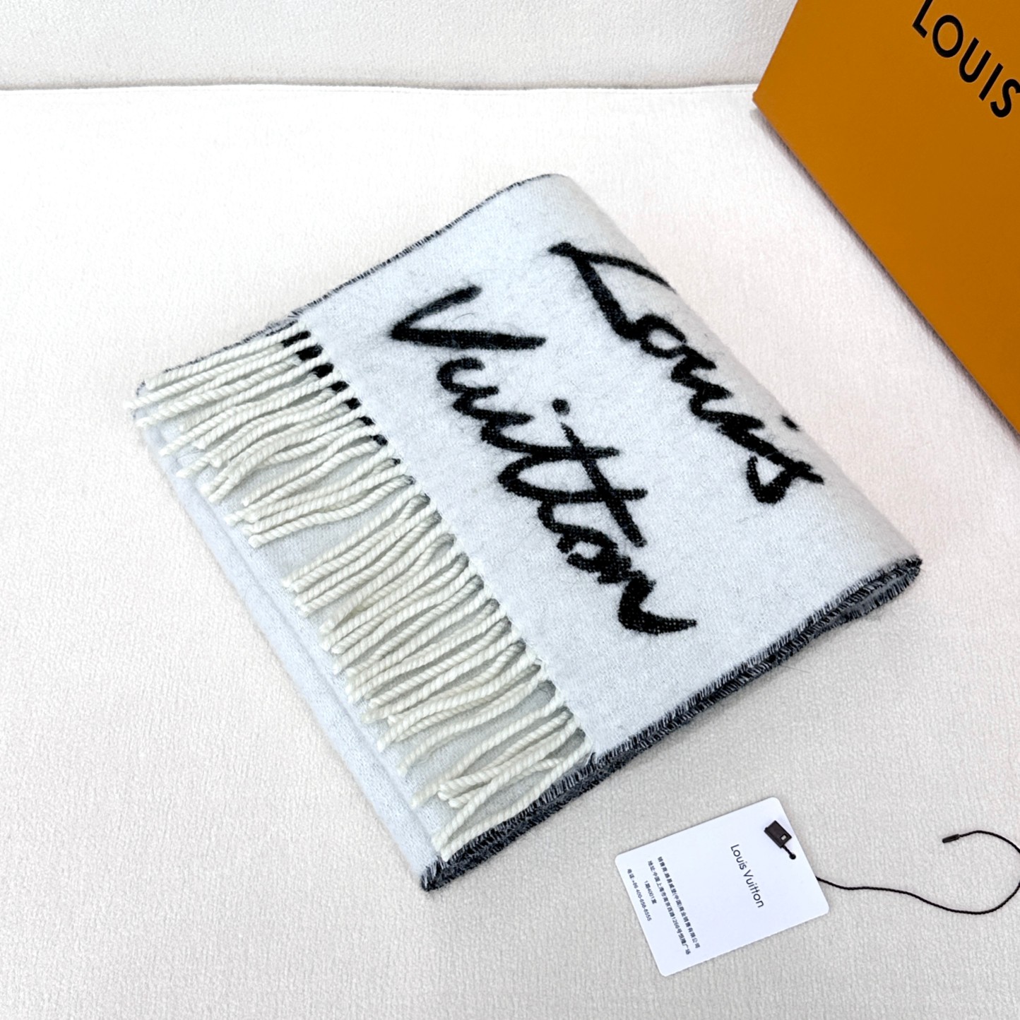 [TOP] Louis Vuitton LV Fluffygram Scarf 220x25cm - Black and White