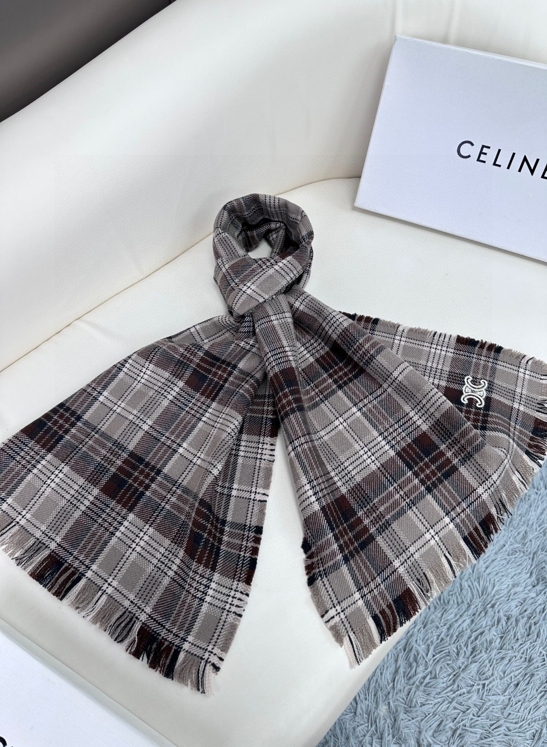 [TOP] CELINE Wool Scarf 40x180cm - Gray