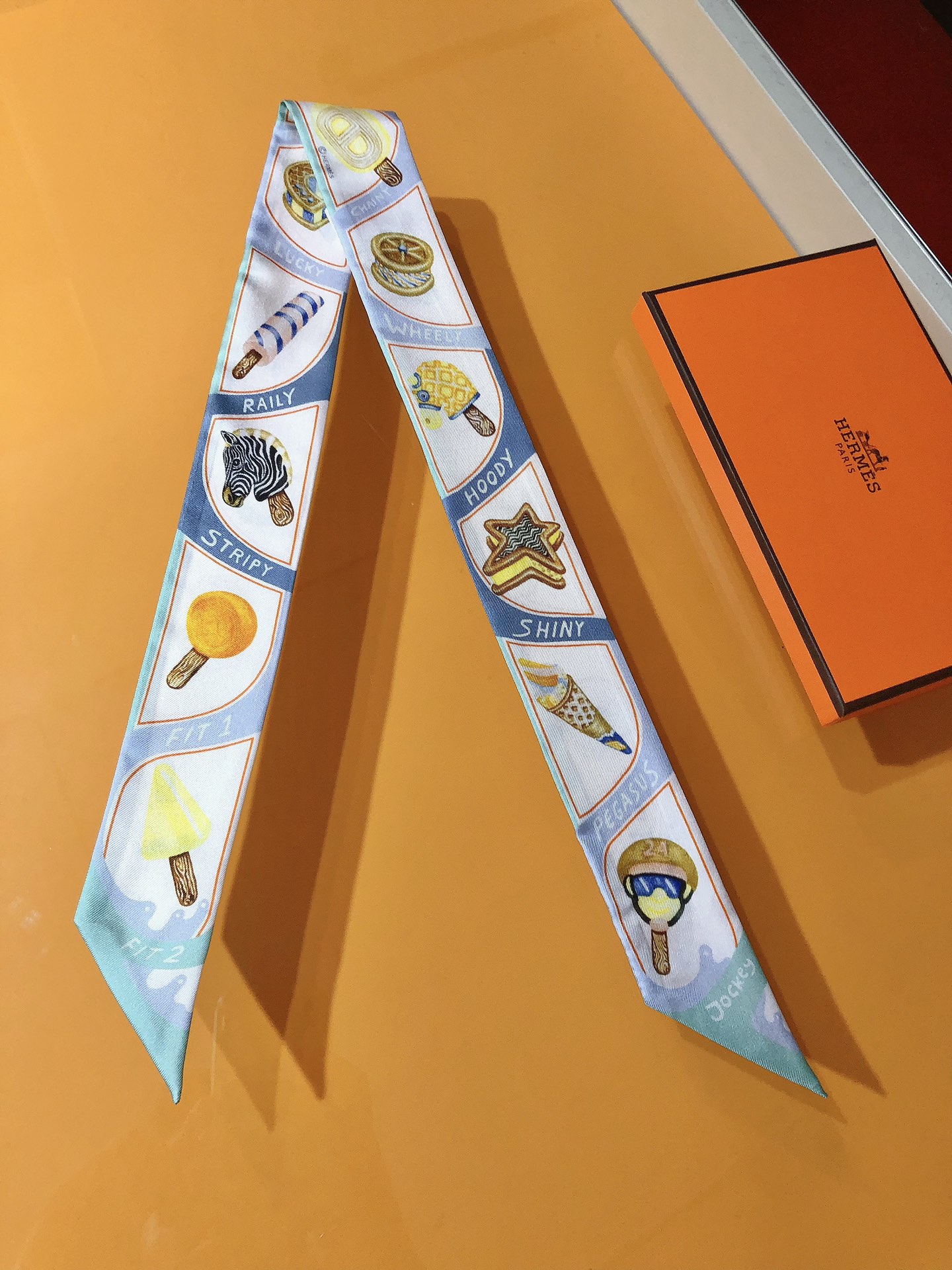 [TOP] HERMES Funny Ice Cream Twilly scarf 5x86cm - 4 Color