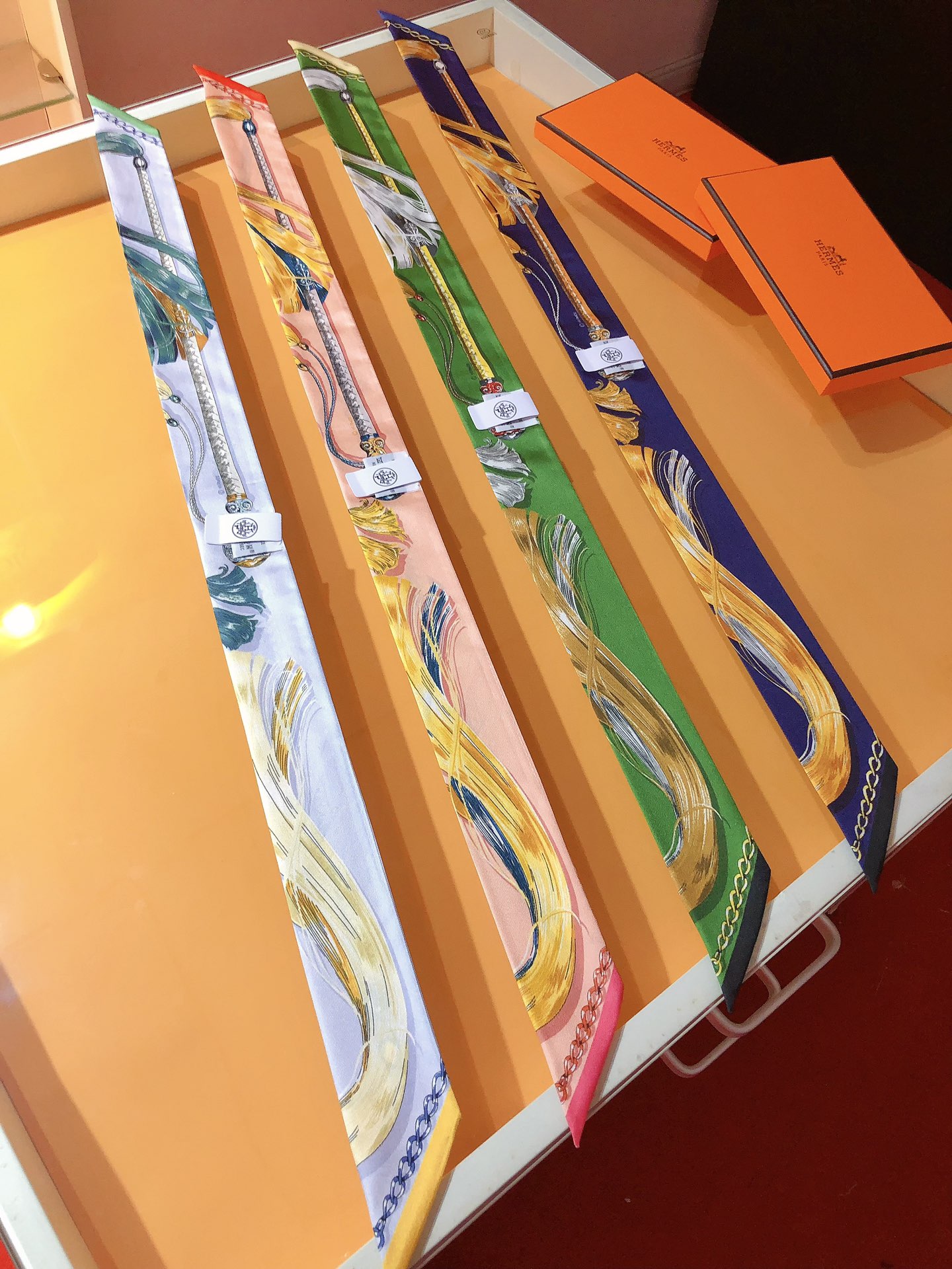 [TOP] HERMES Cavalcades Twilly scarf 5x86cm - 4 Color