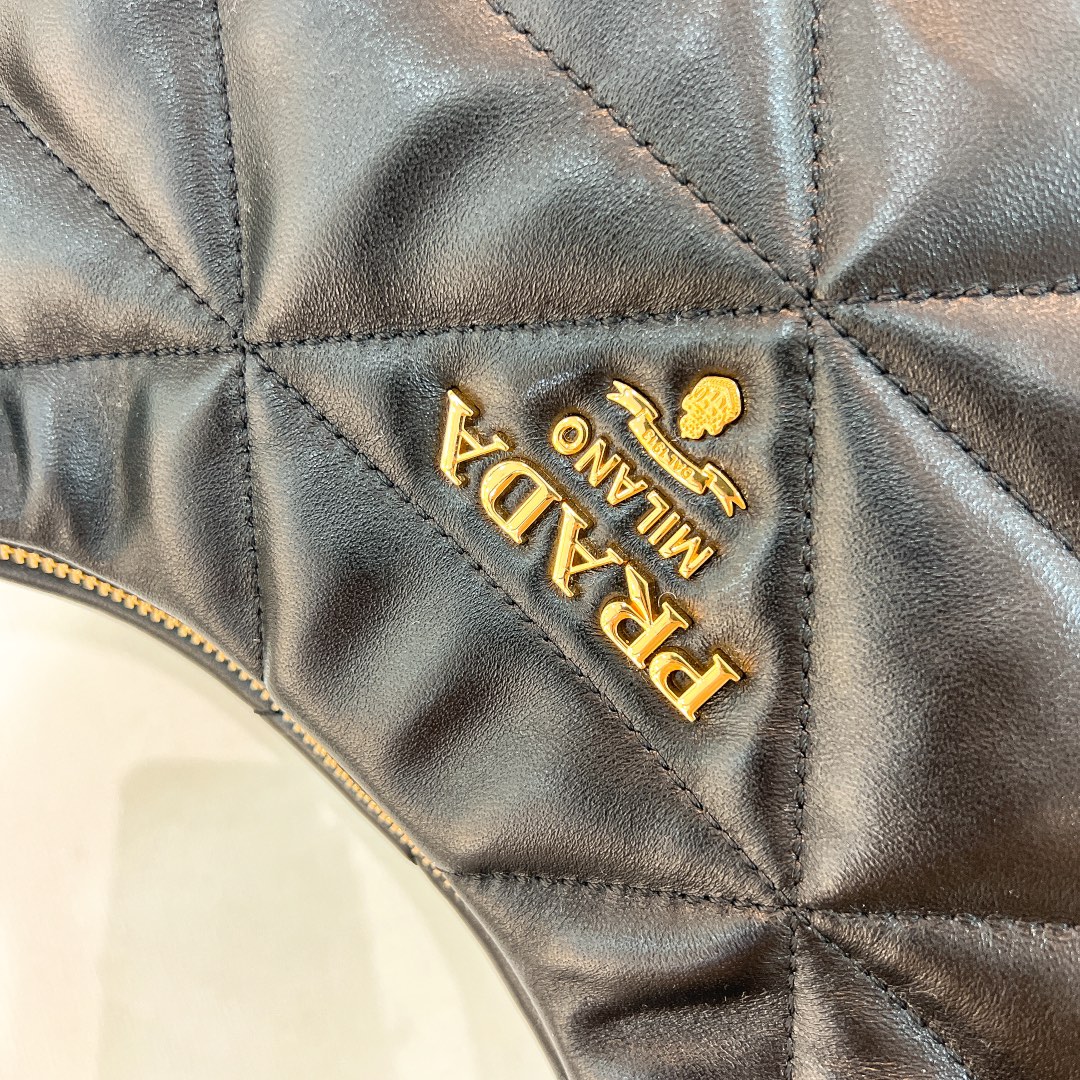 [TOP] PRADA Lambskin Hobo Bags 21*12.5*6.5cm/40*27*11.5cm - Black