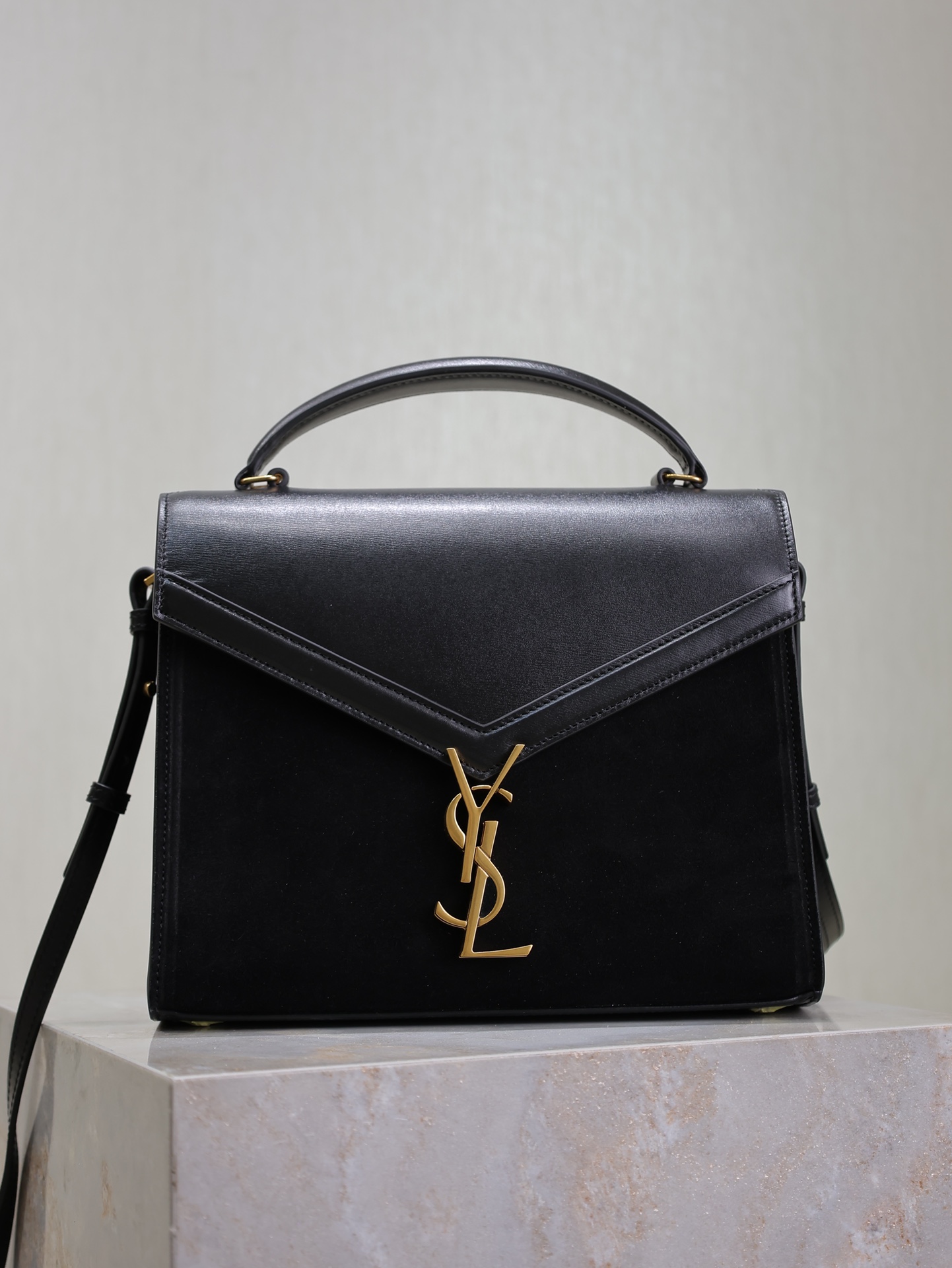 [TOP] Yves Saint Laurent YSL Suede Cassandra Clasp Bag 24.5×20×11.5cm- 3 Colors&GHW