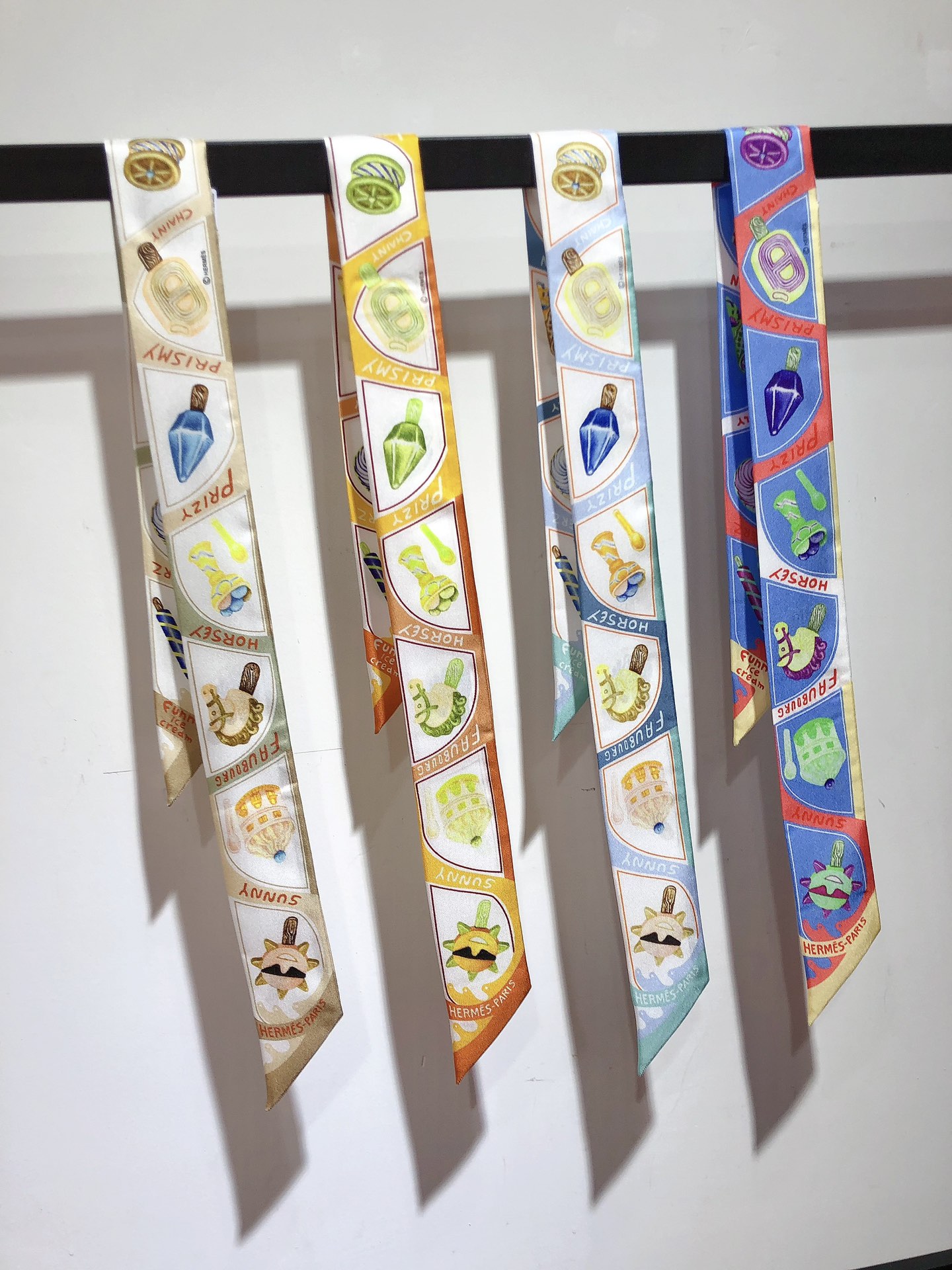 [TOP] HERMES Funny Ice Cream Twilly scarf 5x86cm - 4 Color