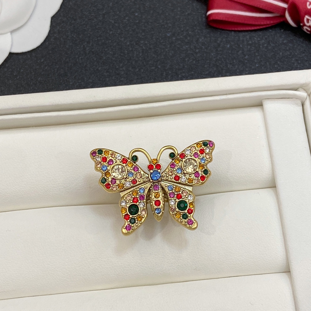 [TOP] GUCCI Butterfly Earrings +Rings - Gold