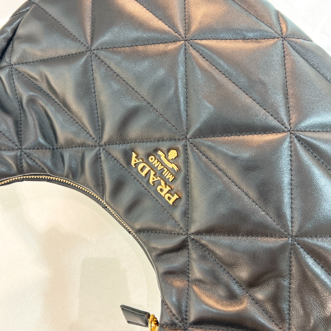 [TOP] PRADA Lambskin Hobo Bags 21*12.5*6.5cm/40*27*11.5cm - Black