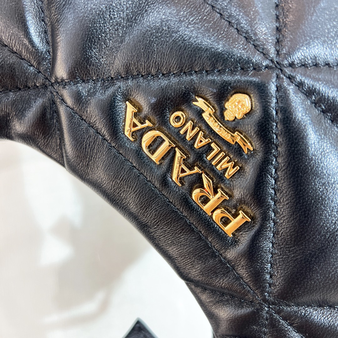 [TOP] PRADA Lambskin Hobo Bags 21*12.5*6.5cm/40*27*11.5cm - Black