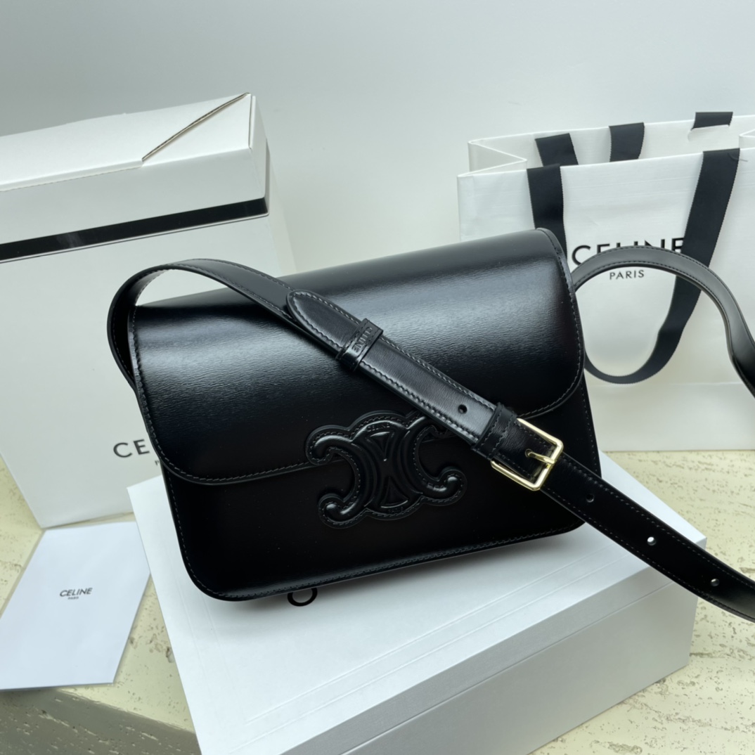 [TOP] CELINE Triomphe Bag Cow Leather Bag 18.5*14*8cm/22*16.5*7cm - 2 Colour