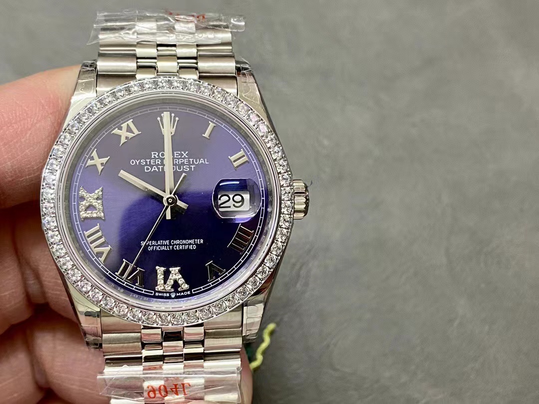 [TOP] ROLEX Purple Dial Watch 36mm - Sliver