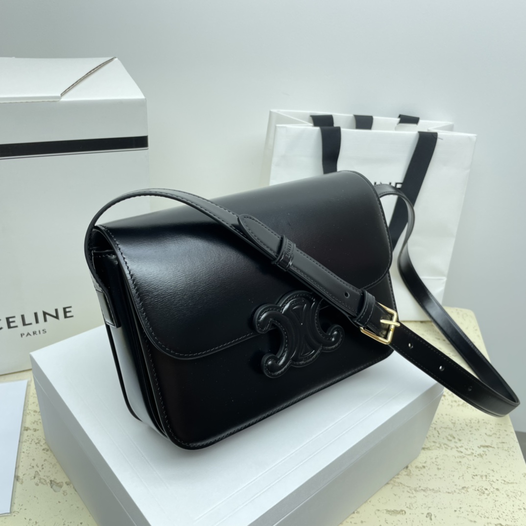 [TOP] CELINE Triomphe Bag Cow Leather Bag 18.5*14*8cm/22*16.5*7cm - 2 Colour