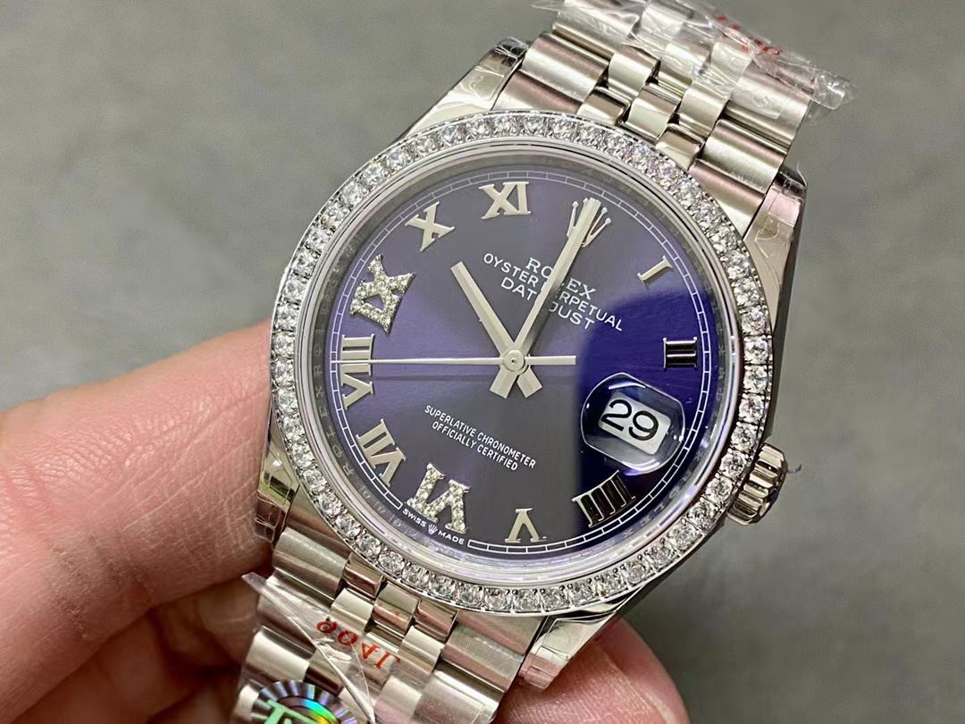 [TOP] ROLEX Purple Dial Watch 36mm - Sliver