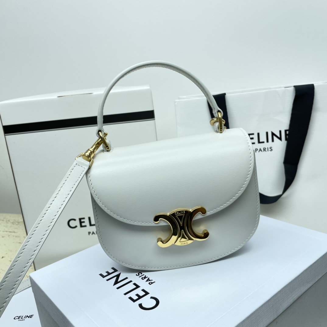 [TOP] CELINE Triomphe Bags Mini Glossy Cow Leather Handbag 15.5×11.5×5CM - 5 Colors